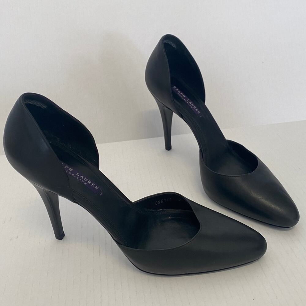 Ralph Lauren Purple Label Collection Black Leather Pumps SZ 9
